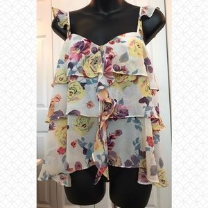 Floral Layered Ruffle Tank Top Forever21 (L)